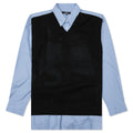 Mixed Material Shirt - Sax/Navy