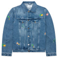 Stone Wash Denim Embroidered Motif Jacket - Stone Wash