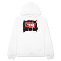 Painted On Collage Red Logo Hoodie - Lily White