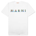 White Cotton T-Shirt With Gingham Logo - Lily White