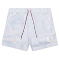 Drawcord Waist Swim Short w/ RWB at Sides - Light Blue