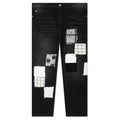 Bleached Cotton Patchwork Jeans - Black