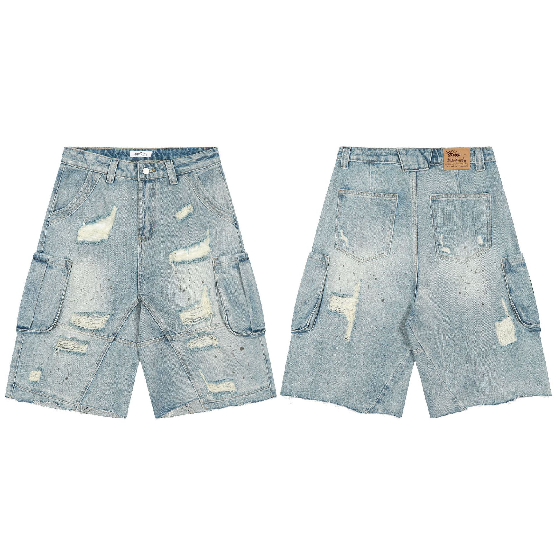 Vintage Ripped Jeans Womens Loose-fit Casual High-waisted Pants