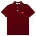 Women's CDG Heart Polo Shirt - Burgundy