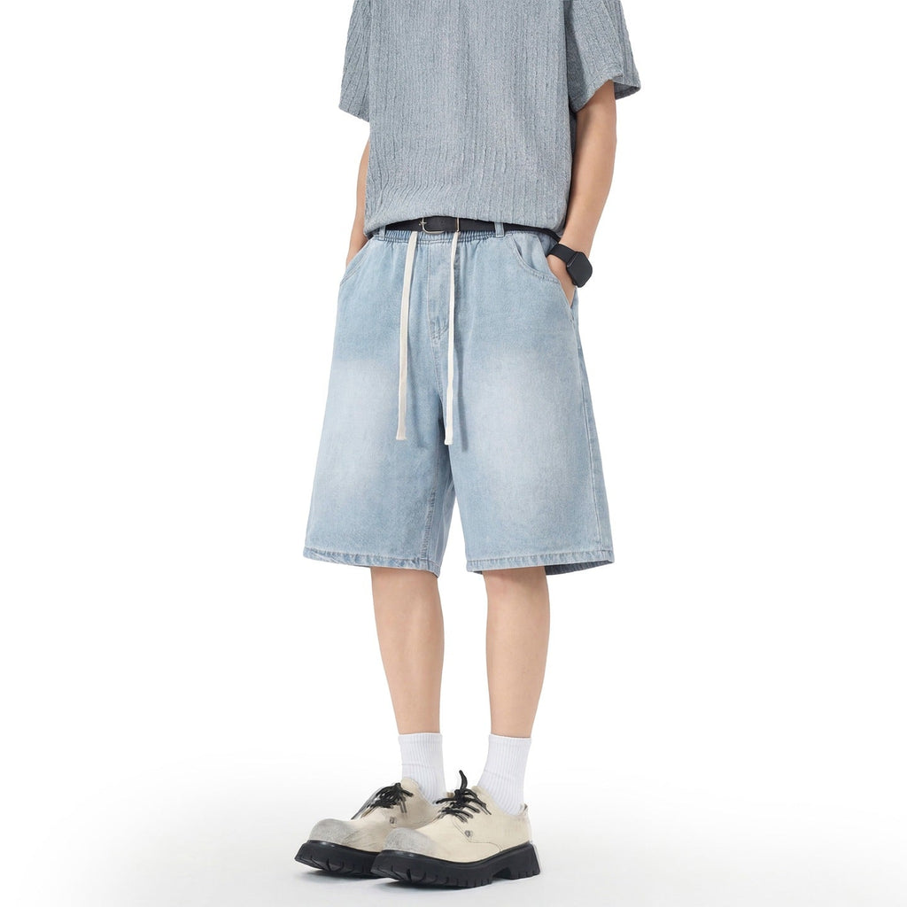 Mens Stretch Waist Lyocell Ice Silk Denim Shorts