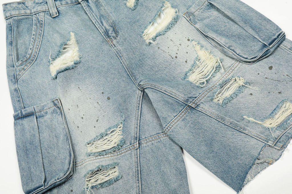 Vintage Ripped Jeans Womens Loose-fit Casual High-waisted Pants