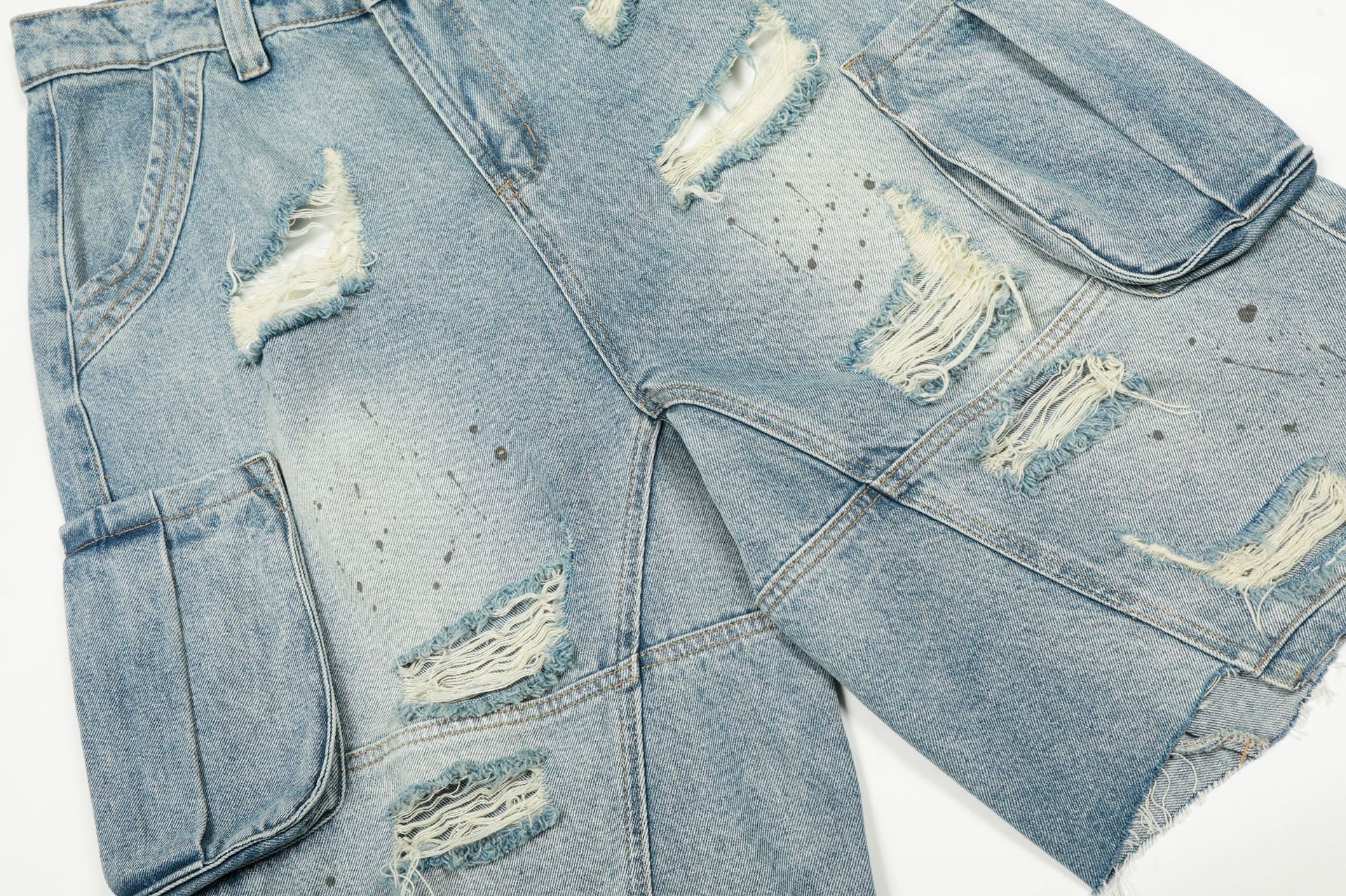 Vintage Ripped Jeans Womens Loose-fit Casual High-waisted Pants