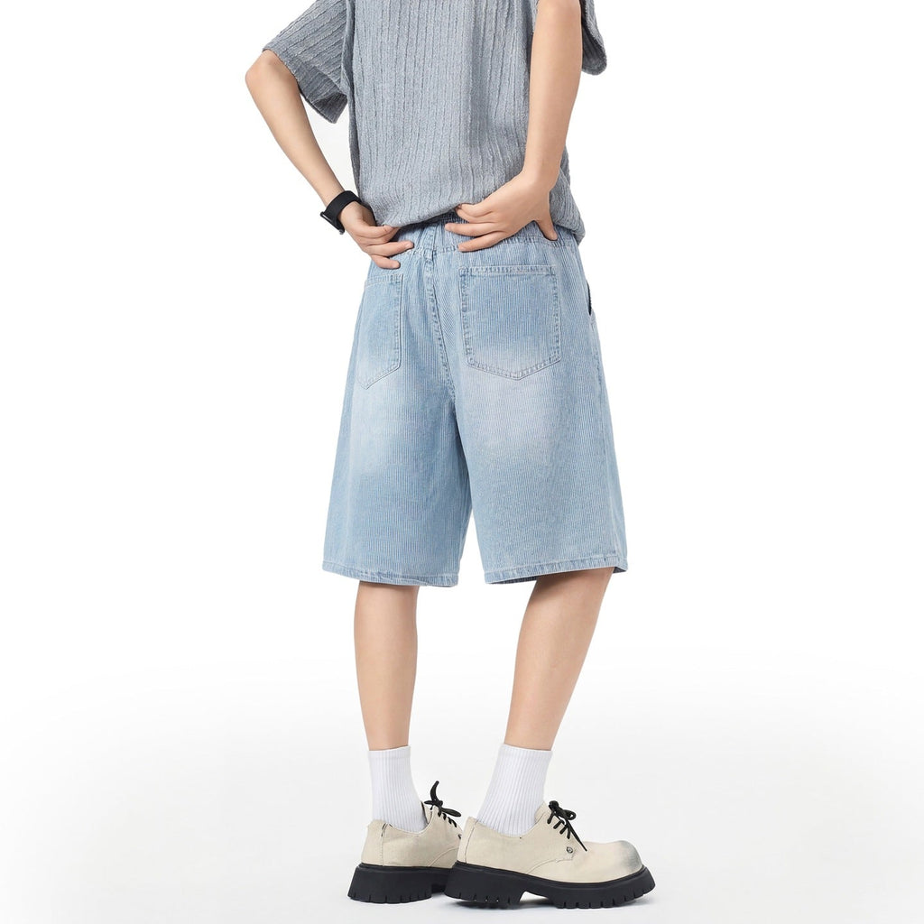 Mens Stretch Waist Lyocell Ice Silk Denim Shorts