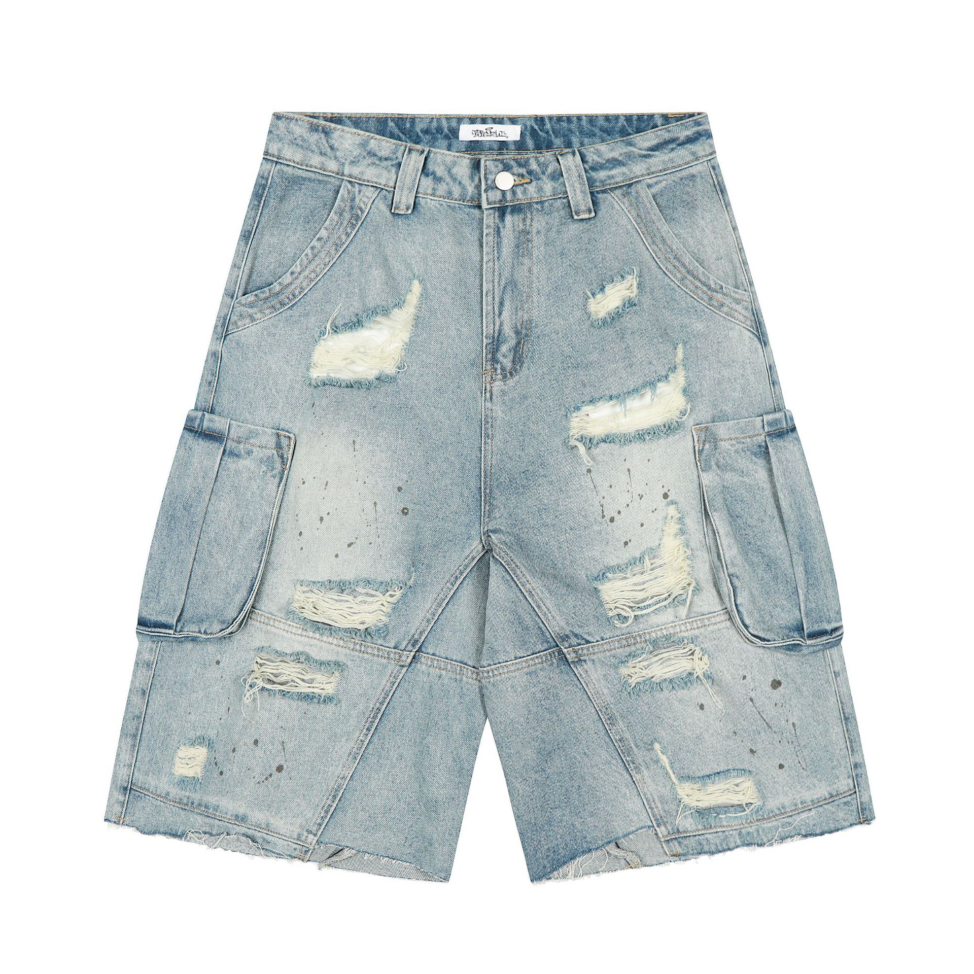 Vintage Ripped Jeans Womens Loose-fit Casual High-waisted Pants